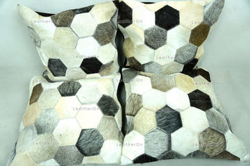 Cowhide Patchwork Pillows Covers 100% Natural Hair on Cowhide Leather Pillow Cases Real Cow Skin Cushion Covers | PLW222