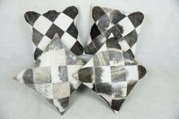 Cowhide Patchwork Pillows Covers 100% Natural Hair on Cowhide Leather Pillow Cases Real Cowhide Cushion Covers | PLW223