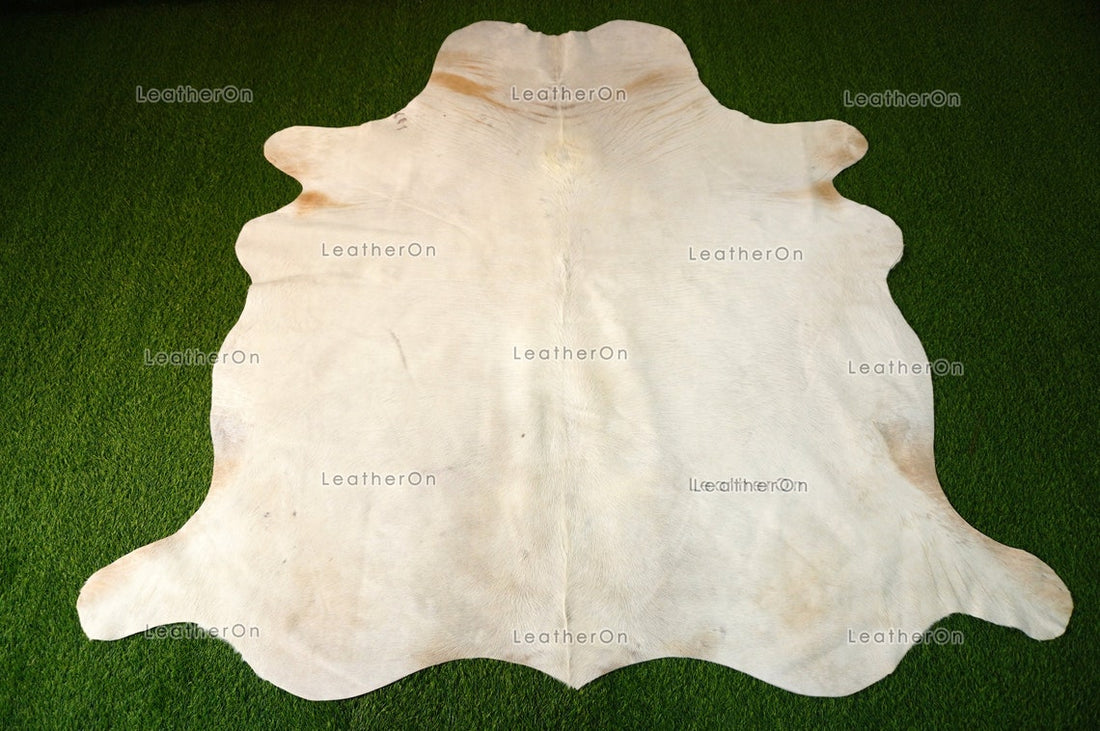 XLARGE (6 X 6 ft.) Exact As Photo, Pure White Cowhide Area RUG | 100% Natural Cowhide Rug | Hair-on Leather Cow Hide Rug | C532