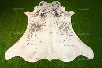Medium (5.3 x 5.3 ft.) EXACT As Photo, Light Gray White COWHIDE RUG | 100% Natural Cowhide Area Rug | Hair-on Cowhide Leather Rug | C538