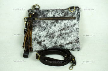 Natural Cowhide Cross body Bags with Strap | 100% Real Hair On Cowhide Leather Wristlet Bags | Genuine Cow skin Ladies Handbags | CB2