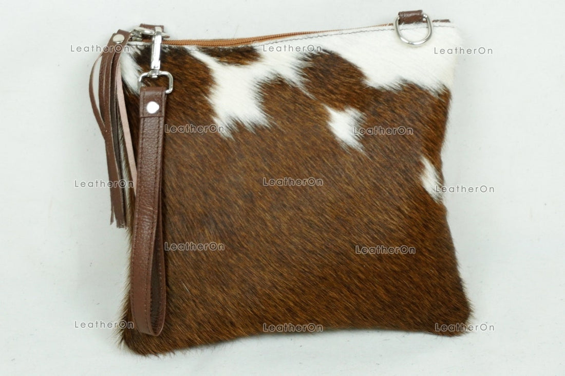 Natural Cowhide Cross body Bags with Strap | 100% Real Hair On Cowhide Leather Wristlet Bags | Genuine Cow skin Ladies Handbags | CB8
