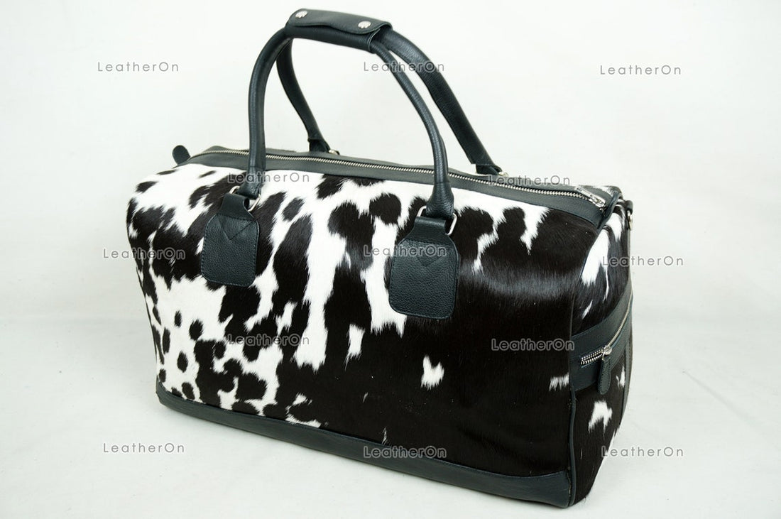 Natural Cowhide Duffel Bag Hair On Leather TRAVEL Bag Real Cow hide Luggage Bag Original Cow Skin Duffel Bag | DB31