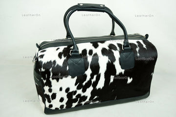 Natural Cowhide Duffel Bag Hair On Leather TRAVEL Bag Real Cow hide Luggage Bag Original Cow Skin Duffel Bag | DB31