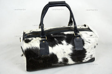 Natural Cowhide Duffel Bag Hair On Leather TRAVEL Bag Real Cowhide Luggage Bag Cow Skin Duffel Bag | DB59