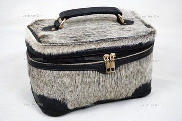 Cowhide Beauty Box Bag | 100% Natural Cowhide Top Handle Bag | Real Hair On Cowhide Leather Ladies Bag | BOX03
