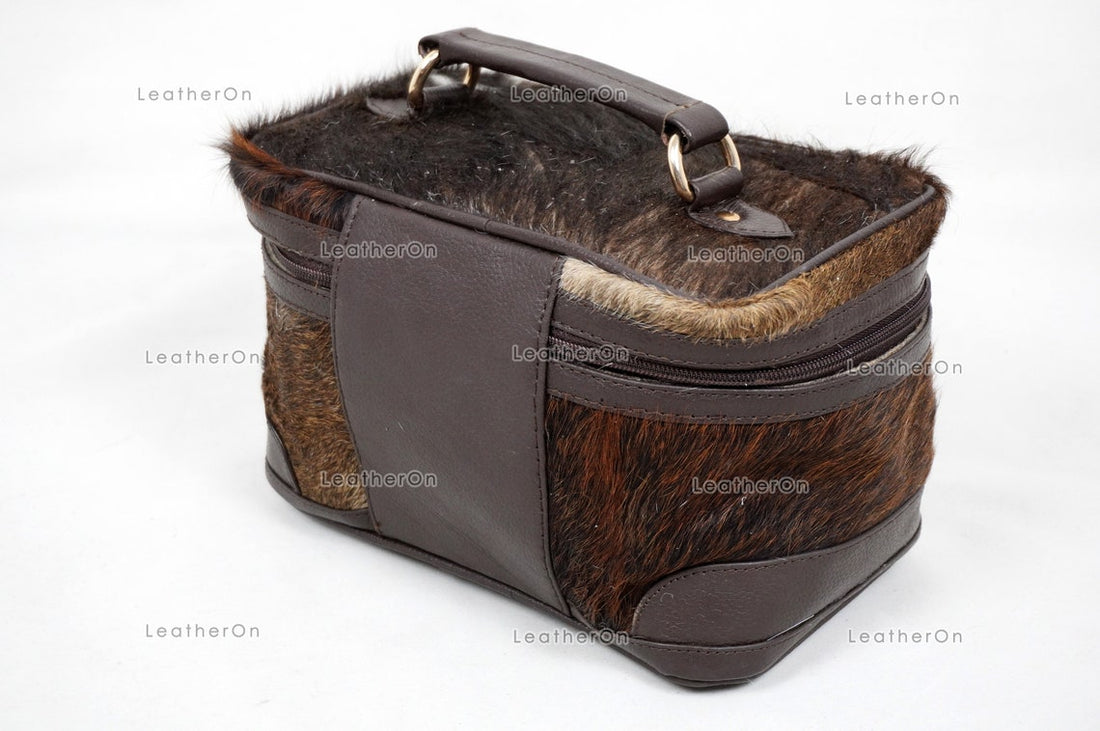 Cowhide Beauty Box Bag | 100% Natural Cowhide Top Handle Bag | Real Hair On Cowhide Leather Ladies Bag | BOX04