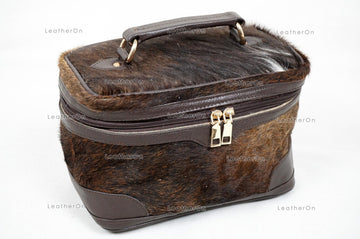 Cowhide Beauty Box Bag | 100% Natural Cowhide Top Handle Bag | Real Hair On Cowhide Leather Ladies Bag | BOX04