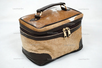 Cowhide Beauty Box Bag | 100% Natural Cowhide Top Handle Bag | Real Hair On Cowhide Leather Ladies Bag | BOX05