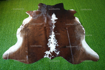 Medium (5 x 5.6 ft.) EXACT As Photo, Tricolor COWHIDE Area RUG | 100% Natural Cowhide Rug | Hair-on Cowhide Leather Rug | C564
