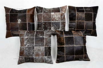 Cowhide Patchwork Pillows Covers 100% Natural Hair on Cowhide Leather Pillow Cases Real Cowhide Cushion Covers | PLW226