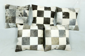Cowhide Patchwork Pillows Covers 100% Natural Hair on Cowhide Leather Pillow Cases Real Cowhide Cushion Covers | PLW229