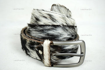 Genuine COWHIDE BELTS with Full Grain Leather Backside | Unisex 100% Natural Cow hide Belts | REAL Hair on Leather Belts | BLT13