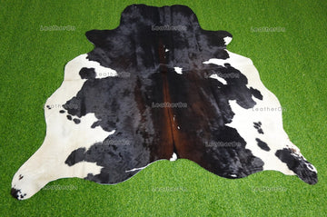 Medium (5 x 5.5 ft.) EXACT As Photo, Black White COWHIDE RUG | 100% Natural Cowhide Area Rug | Hair-on Cowhide Leather Rug | C616