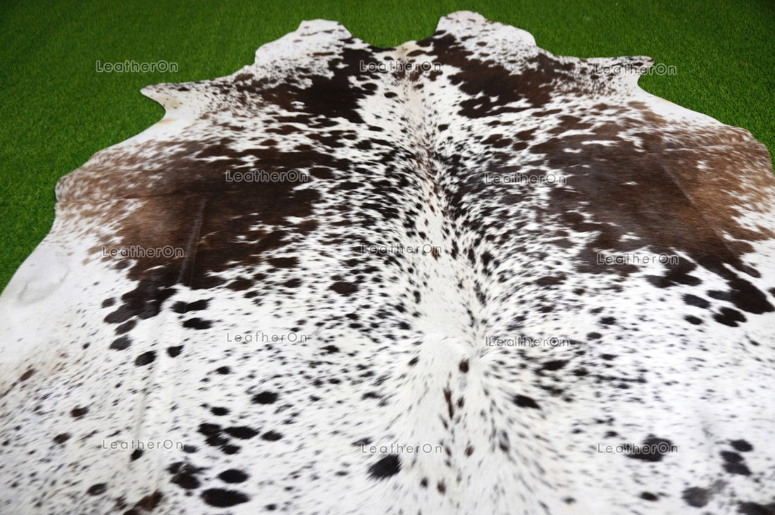 XLARGE (5.9 X 5.9 ft.) Exact As Photo, Tricolor COWHIDE RUG | 100% Natural Cowhide Rug | Hair-on Leather Cow Hide Rug | C624