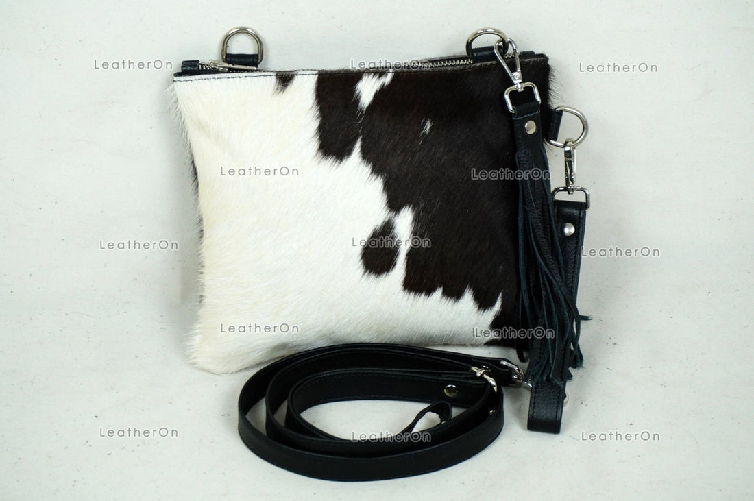 Natural Cowhide Cross body Bags with Strap | 100% Real Hair On Cowhide Leather Wristlet Bags | Genuine Cow skin Ladies Handbags | CB1
