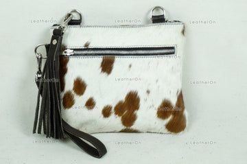 Natural Cowhide Cross body Bags with Strap | 100% Real Hair On Cowhide Leather Wristlet Bags | Genuine Cow skin Ladies Handbags | CB3