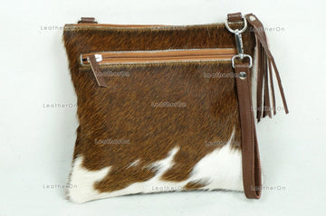 Natural Cowhide Cross body Bags with Strap | 100% Real Hair On Cowhide Leather Wristlet Bags | Genuine Cow skin Ladies Handbags | CB8