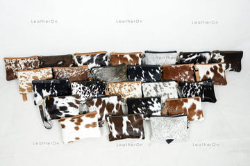 Natural Cowhide Wristlet Bags |100% Real Hair On Cowhide Leather Pouch Bags | Genuine Cow skin Ladies Wristlet Bags | Cowhide Women Purses
