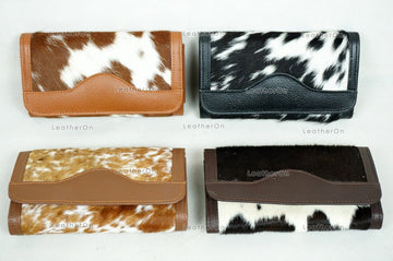100% Natural Cowhide Clutch Wallet | Real Hair on Leather Clutch Purse | Genuine Cow Skin Leather Clutch Pouch | Real Cowhide Clutch Bag