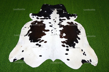 Tricolor Medium (5 x 5 ft.) Exact As Photo Cowhide RUG | 100% Natural Cowhide Area Rug | Genuine Hair-on Cowhide Leather Rug | C687