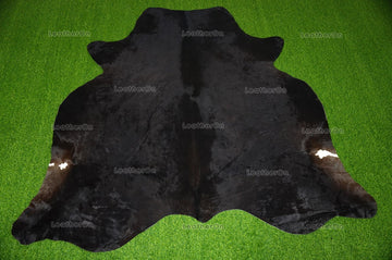 Black XLARGE (6 X 6.7 ft.) Exact As Photo Cowhide Rug | 100% Natural Cowhide Area Rug | Real Hair-on Leather Cowhide Rug | C708