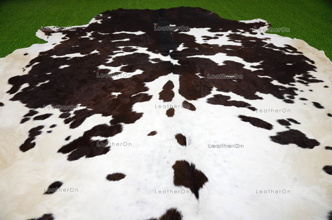 Tricolor XLARGE (6.8 X 6.6 ft.) Exact As Photo Cowhide Rug | 100% Natural Cowhide Area Rug | Real Hair-on Leather Cowhide Rug | C719