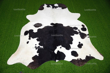 Black White XLARGE (6 X 6 ft.) Exact As Photo Cowhide Rug | 100% Natural Cowhide Area Rug | Real Hair-on Leather Cowhide Rug | C726