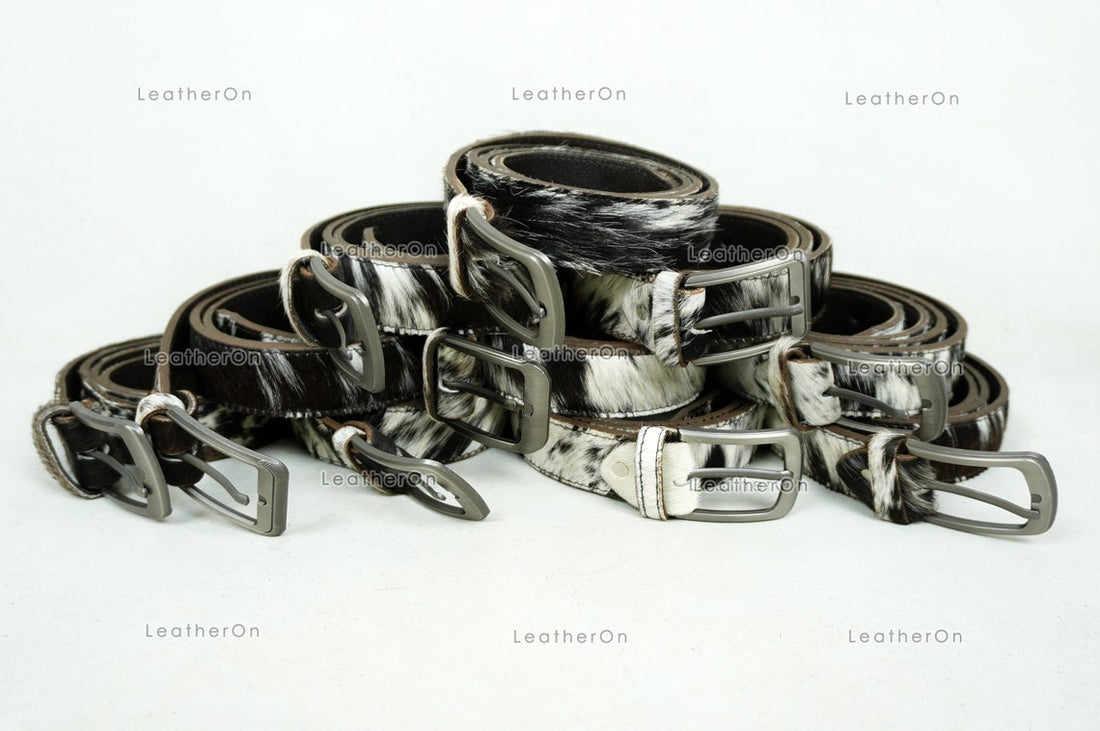 Genuine COWHIDE BELTS with Full Grain Leather Backside | Unisex 100% Natural Cow hide Belts | REAL Hair on Leather Belts | BLT13
