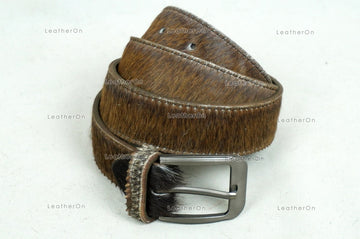 Genuine COWHIDE BELTS with Full Grain Leather Backside | Unisex 100% Natural Cow hide Belts | REAL Hair on Leather Belts | BLT15