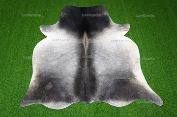 Gray White Small (4.7 X 4.7 ft.) Exact As Photo Cowhide Rug | 100% Natural Cowhide Area Rug | Real Hair-on Leather Cowhide Rug | C765