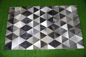 HANDMADE 100% Natural COWHIDE AREA RUG | Cowhide Leather Patchwork Rug | Real Cowhide Hallway Runner | Hair on Leather Carpet | PR154