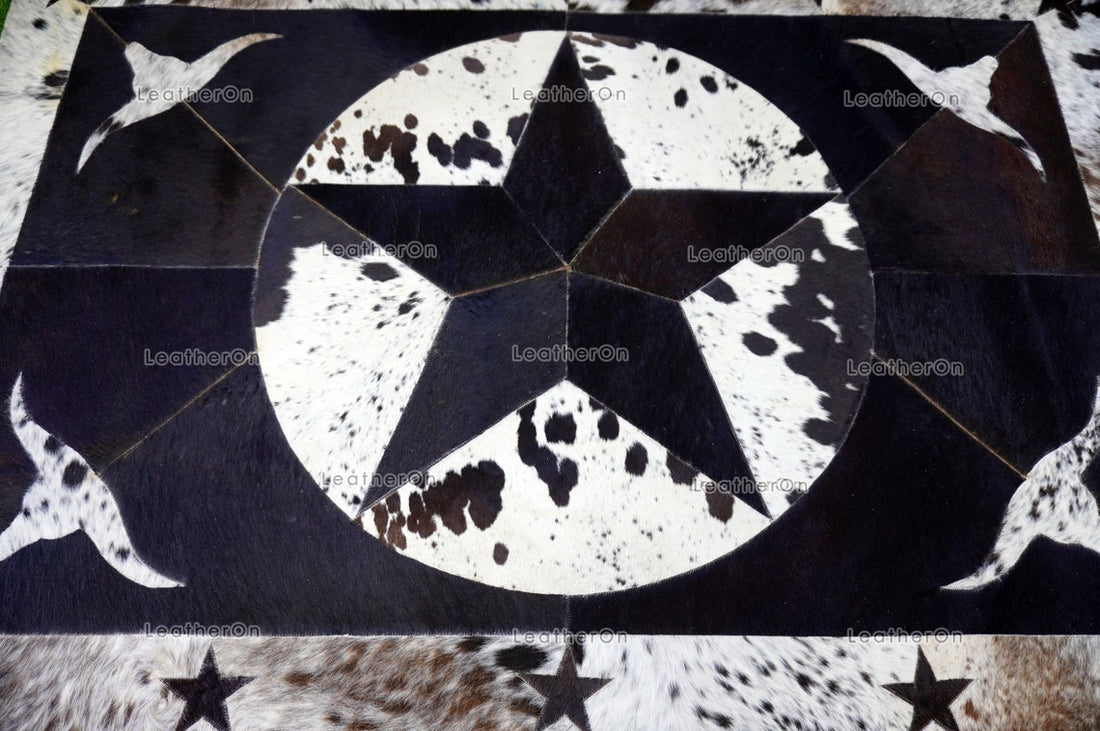 HANDMADE 100% Natural COWHIDE AREA RUG | Cowhide Patchwork Rug | Real Cowhide Hallway Runner | Hair on Leather Carpet | PR140