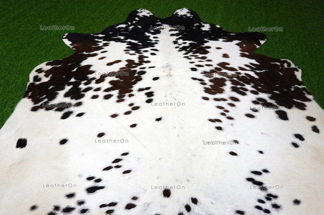 XLARGE (5.8 X 5.8 ft.) Exact As Photo, Tricolor COWHIDE RUG | 100% Natural Cowhide Rug | Hair-on Leather Cow Hide Rug | C672