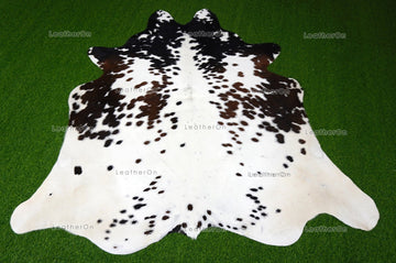 XLARGE (5.8 X 5.8 ft.) Exact As Photo, Tricolor COWHIDE RUG | 100% Natural Cowhide Rug | Hair-on Leather Cow Hide Rug | C672