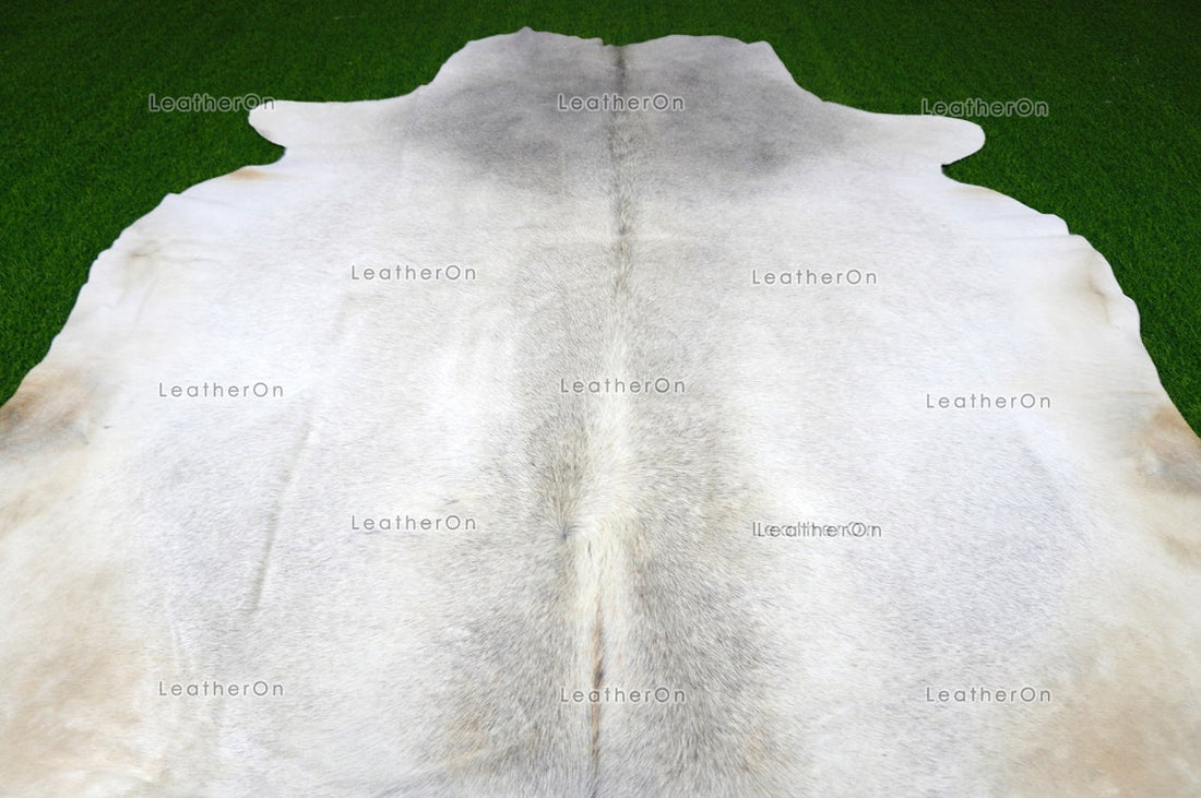 Gray White XLARGE (6 X 6.6 ft.) Exact As Photo COWHIDE RUG | 100% Natural Cowhide Area Rug | Real Hair-on Leather Cowhide Rug | C682