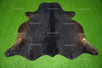 Black, XLARGE (6.3 X 5.6 ft.) Exact As Photo Cowhide Rug | 100% Natural Cowhide Area Rug | Real Hair-on Leather Cowhide Rug | C700