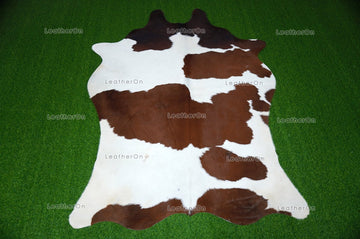 Tricolor XLARGE (6.4 X 5 ft.) Exact As Photo Cowhide Rug | 100% Natural Cowhide Area Rug | Real Hair-on Leather Cowhide Rug | C724