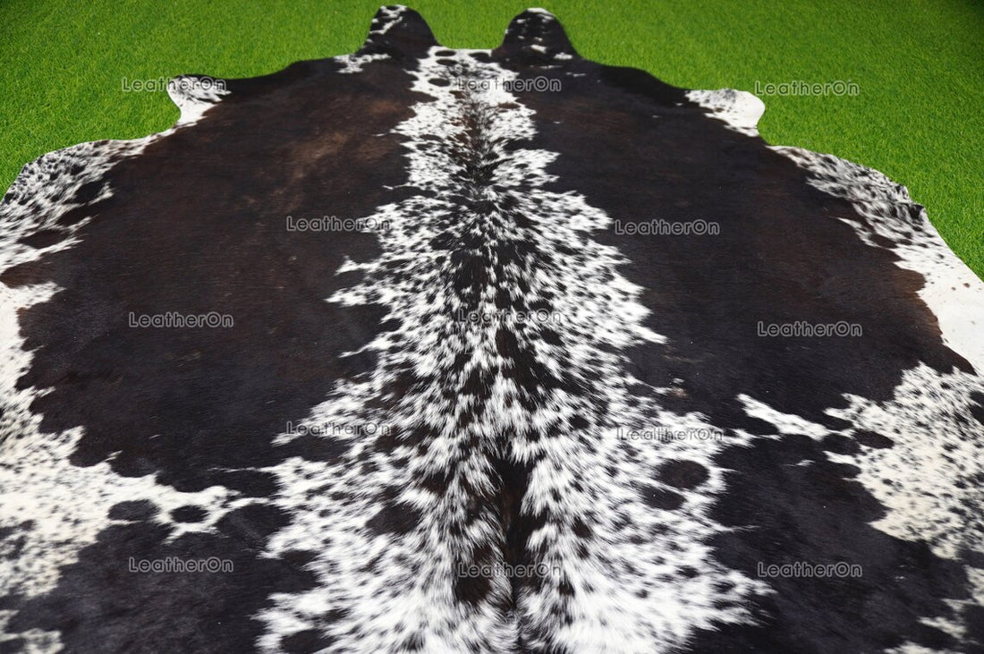 Tricolor XLARGE (6 X 6 ft.) Exact As Photo Cowhide Rug | 100% Natural Cowhide Area Rug | Real Hair-on Leather Cowhide Rug | C742
