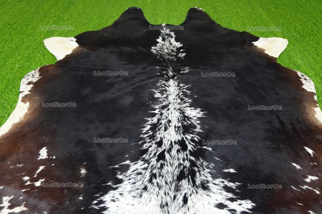 Black White Large (5.5 X 5.3 ft.) Exact As Photo Cowhide Area RUG | 100% Natural Cowhide Rug | Genuine Hair-on Cowhide Leather Rug | C748