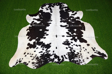 Black White Large (5 X 5.8 ft.) Exact As Photo Cowhide Area RUG | 100% Natural Cowhide Rug | Genuine Hair-on Cowhide Leather Rug | C755