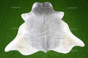 Gray White Medium (5 X 5 ft.) Exact As Photo Cowhide RUG | 100% Natural Cowhide Area Rug | Genuine Hair-on Cowhide Leather Rug | C764