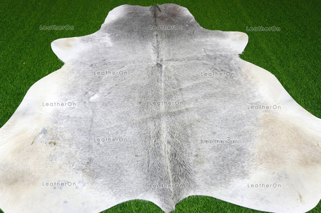 Gray White Medium (5 X 5 ft.) Exact As Photo Cowhide RUG | 100% Natural Cowhide Area Rug | Genuine Hair-on Cowhide Leather Rug | C764