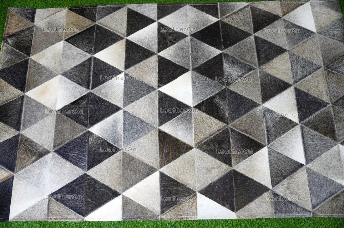 HANDMADE 100% Natural COWHIDE AREA RUG | Cowhide Leather Patchwork Rug | Real Cowhide Hallway Runner | Hair on Leather Carpet | PR154