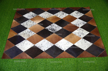 HANDMADE 100% Natural COWHIDE AREA RUG | Cowhide Patchwork Rug | Real Cowhide Hallway Runner | Hair on Leather Carpet | PR153
