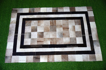 HANDMADE 100% Natural COWHIDE RUG (3 X 5 ft.) | Patchwork Hair on Cowhide Leather Area Rug | Exact as Photo | PR144