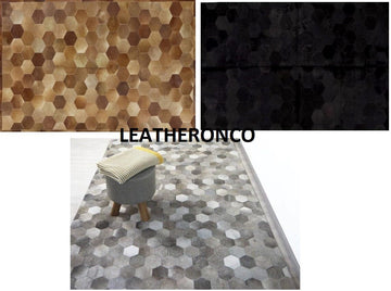 HANDMADE 100% Natural COWHIDE RUG | Patchwork Cowhide Area Rug | Real Cowhide Hallway Runner | Hair on Leather Cowhide Carpet | PR9