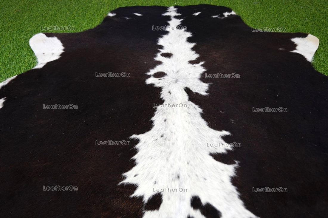 Black White Medium (5 X 5 ft.) Exact As Photo Cowhide RUG | 100% Natural Cowhide Area Rug | Genuine Hair-on Cowhide Leather Rug | C823