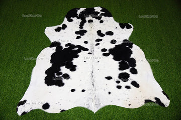 Black White Cowhide (5 X 5.5 ft) Medium Size Exact As Photo Cowhide RUG | 100% Natural Cowhide Rug | Real Hair-on Cowhide Leather Rug | C846