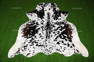 Tricolor Cowhide (5 X 5 ft.) Medium Size Exact As Photo Cowhide RUG | 100% Natural Cowhide Rug | Real Hair-on Cowhide Leather Rug | C849